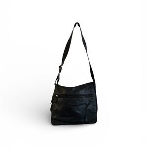 Fossil Black Leather Messenger Bag